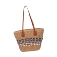 thumbnail image 3 of Bolso de playa ligero para mujer, bolso de mano tejido a la moda para desplazamientos al aire libre. Azul caqui, 3 of 9