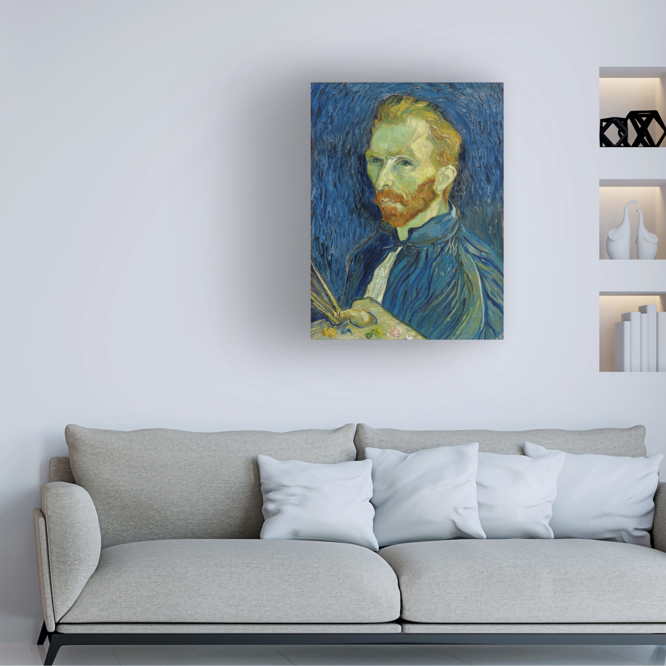 Canvas Wall Art - Masters Collection 'Self Portrait With Palette Vincent Van Gogh' Wall Art for Living Room, Bedroom, or Office Décor by Trademark Fine Art - 14 x 19 Inches