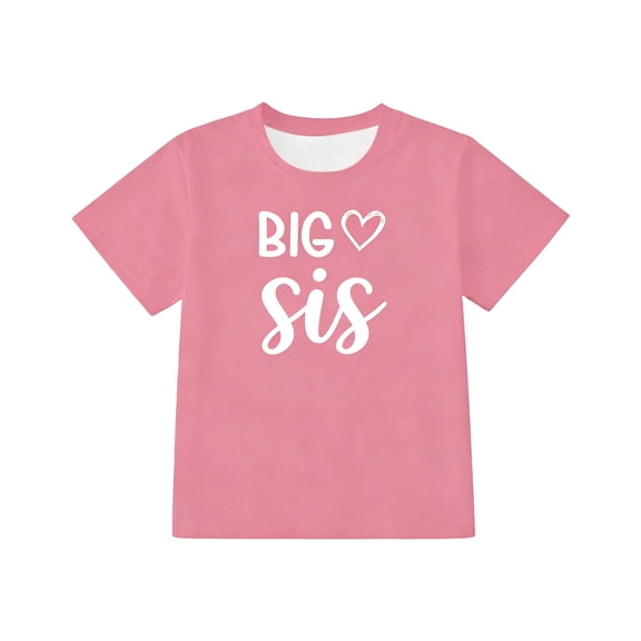 BOOMNY Toddler Boys Short Sleeve T-Shirts Crew Neck Big Sister Letter Graphic Tee Tops for Boy Soft Dailywear