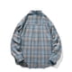 thumbnail image 3 of Blusa y camisa de manga larga con cuello vuelto para hombre, con solapa estampada y botones, bolsillo tipo cárdigan, blusa de manga larga con cuello vuelto, blusa de poliéster para hombre, 3 of 3