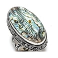 thumbnail image 2 of Natural Abalone Shell Gemstone Handmade 925 Sterling Silver Gift Ring S.7, 2 of 2