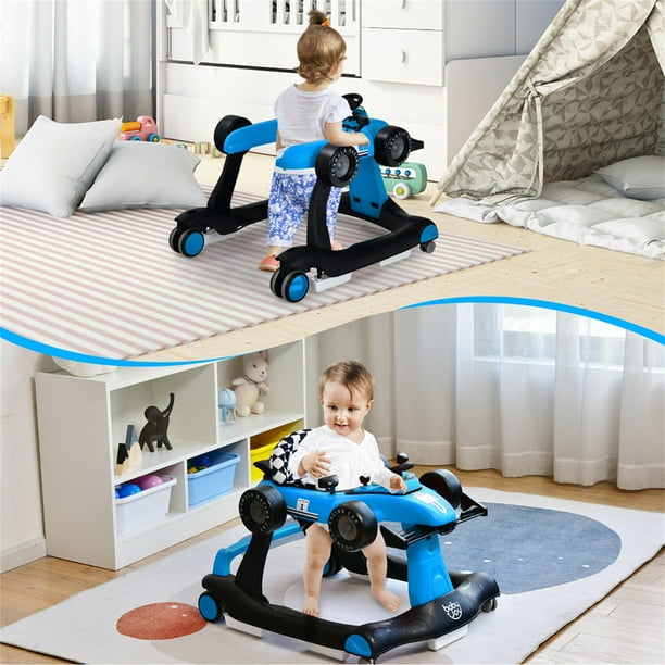 Costway Andador 4 en 1 para Niños Andador Actividad de Empuje Plegable con Altura y Velocidad Regulables Carillón con Luces Volante