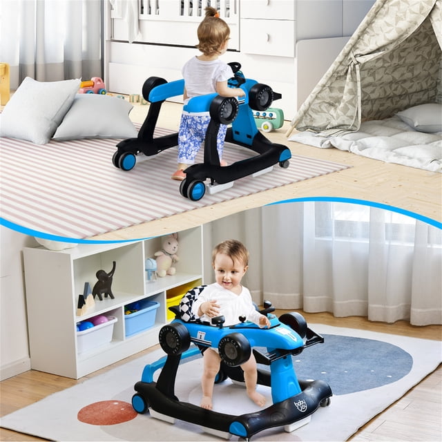 Costway Andador 4 en 1 para Niños Andador Actividad de Empuje Plegable con Altura y Velocidad Regulables Carillón con Luces Volante