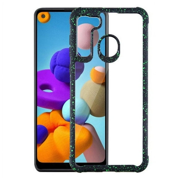 Samsung Galaxy A21 Phone Case Hybrid Cover with [TPU Cushion] Enhanced Hand-Grip TPU Cushion Frame Transparent Clear Shock-Absorbing Armor Rubber Bumper BLACK Cover for Samsung Galaxy A21 [2020]