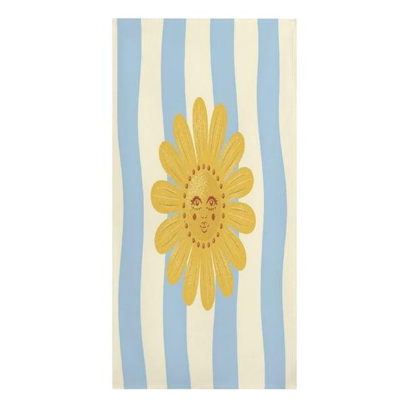RKSupls Daisy Flower Face Stripes Microfiber Beach Towel Absorbent Compact Towels for Swimming Pool Beach Travel Things for Vacation Essentials Adult Gift,61.4×30.3Inch