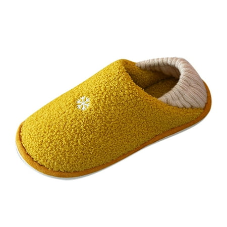 

Aayomet Slippers Women Comfy Coral Memory Foam Slippers Fuzzy Plush Lining Slip-on House Shoes Yellow 39