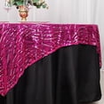 thumbnail image 6 of BalsaCircle 72x72 in Fuchsia Silver Wavy Embroidered Sequined Tulle Square Table Overlay Party Events Decorations Supplies, 6 of 8