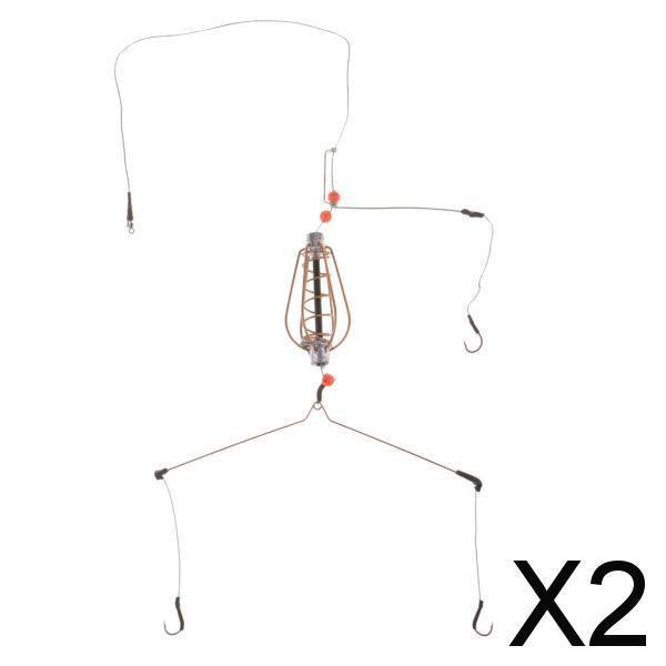 5x soporte para cesta alimentadora de pesca jaula para cebo de pesca con ganchos 25g 2 piezas