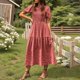 thumbnail image 2 of Vestido largo sin mangas y fluido con lazo en la cintura para mujer - Vestido informal de verano para vacaciones/citas nocturnas - Ligero, lavable a máquina, 2 of 5