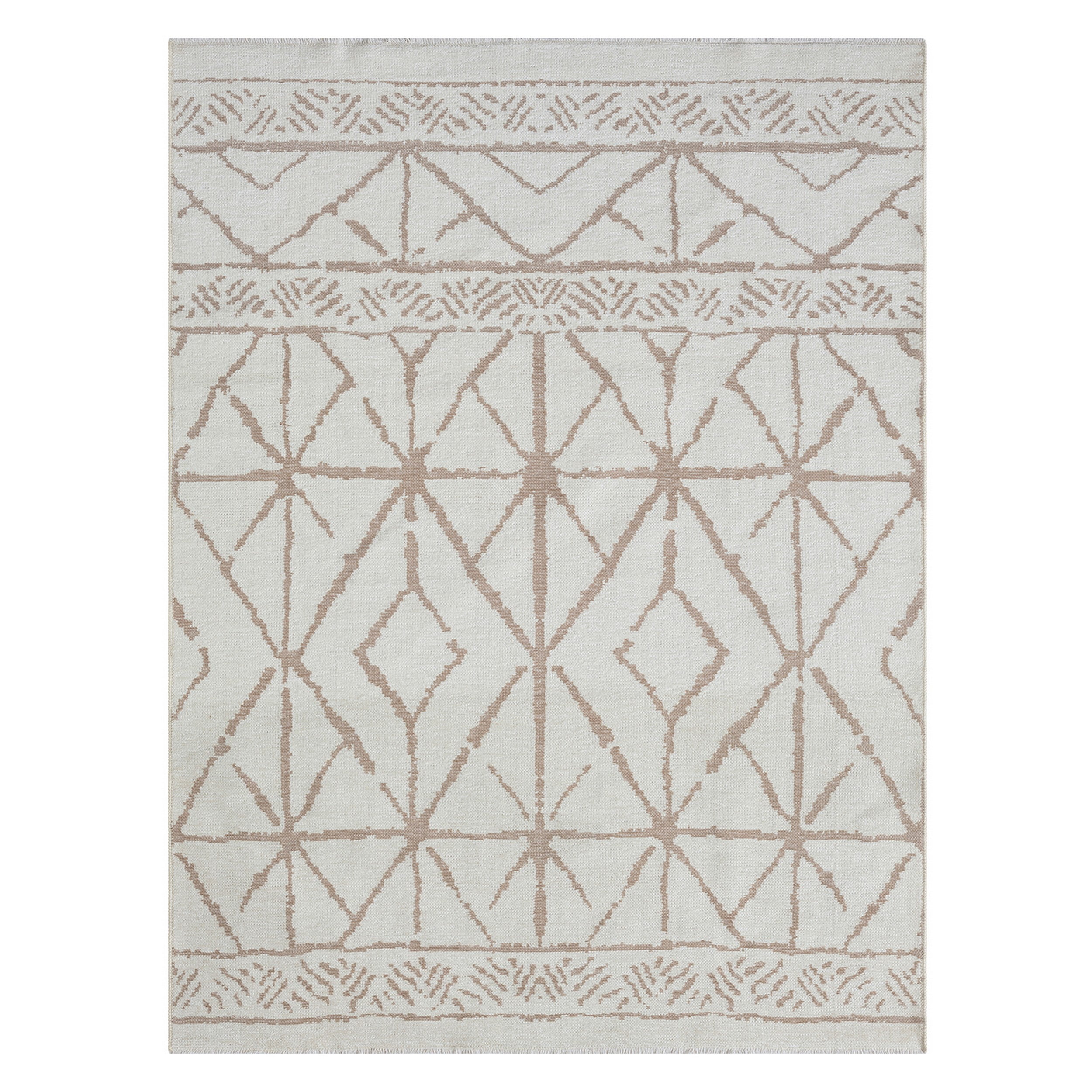 Indigo Ink Tribal Diamond Bohemian Neutral Geometric Indoor Area Rug, 5' x 7', Machine Washable