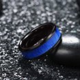 thumbnail image 3 of Wedding Rings For Men or Women. 8mm Black Tungsten Band Blue Wood Inlay, 3 of 5