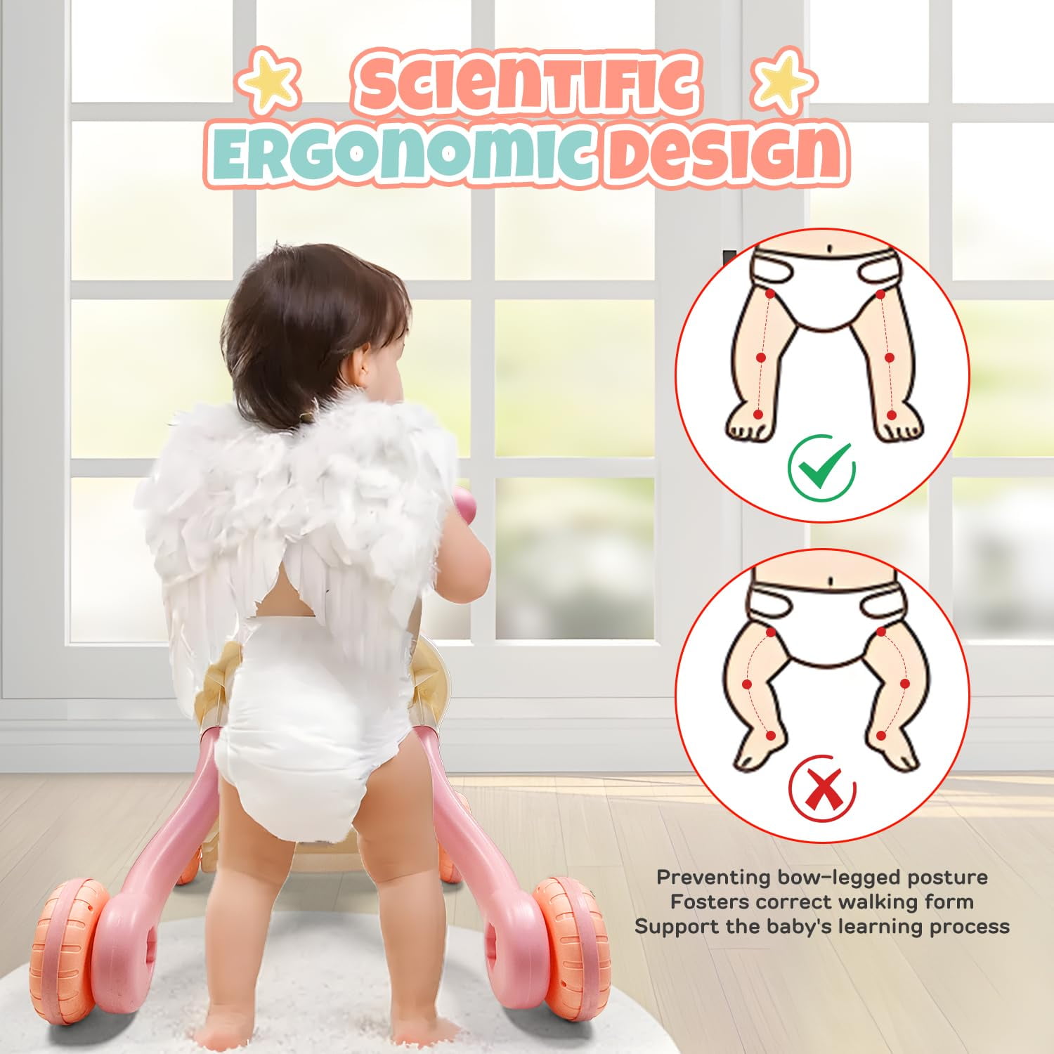 Eotvia Baby Walkers for Girls,3 in 1 Push Toys Pink Baby Walker Toy for Babies Learn to Walk 6-18Mos
