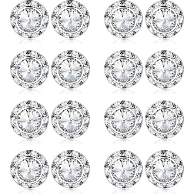 8 Pairs Rhinestone Dance Competition Earrings Round Shaped Acrylic Stone Inside Crystal Halo Stud Earrings Stage Opera Performance Bridal Party Earrings Jewelry 15mm