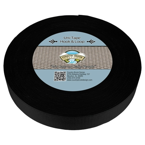 Country Brook Design® 1 1/2 inch Black Uni-Tape Hook and Loop, 10 Yards