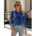 thumbnail image 4 of Zeagoo Women Blouses 3/4 Length Sleeve Loose Shirts Cute Spring Summer Blouses Pleated Plus Size Floral Tunics Crewneck Clothes, 4 of 6