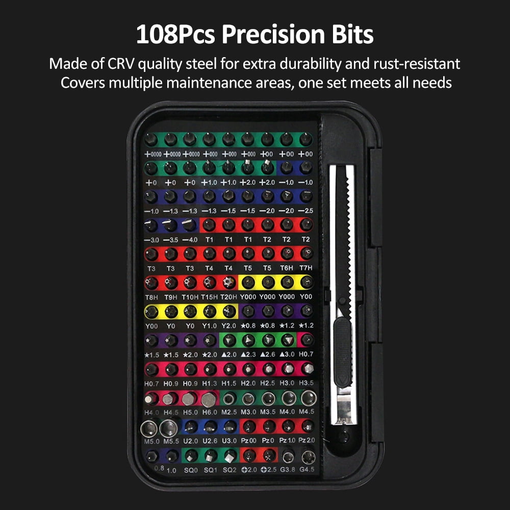 Micro 132-in-1 Micro Magnetic Screwdriver Set Mini  Screwdriver Set With Color-coded Identification Repair Tool Kit 108 Screwdrivers Bits Small Manual Screw Driver
