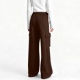 thumbnail image 4 of Teen Girls Cargo Pants Baggy Straight Wide Leg Track Sweatpants Striped Joggers with Pockets Athletic Streetwear Brown 5-6 Years, 4 of 6