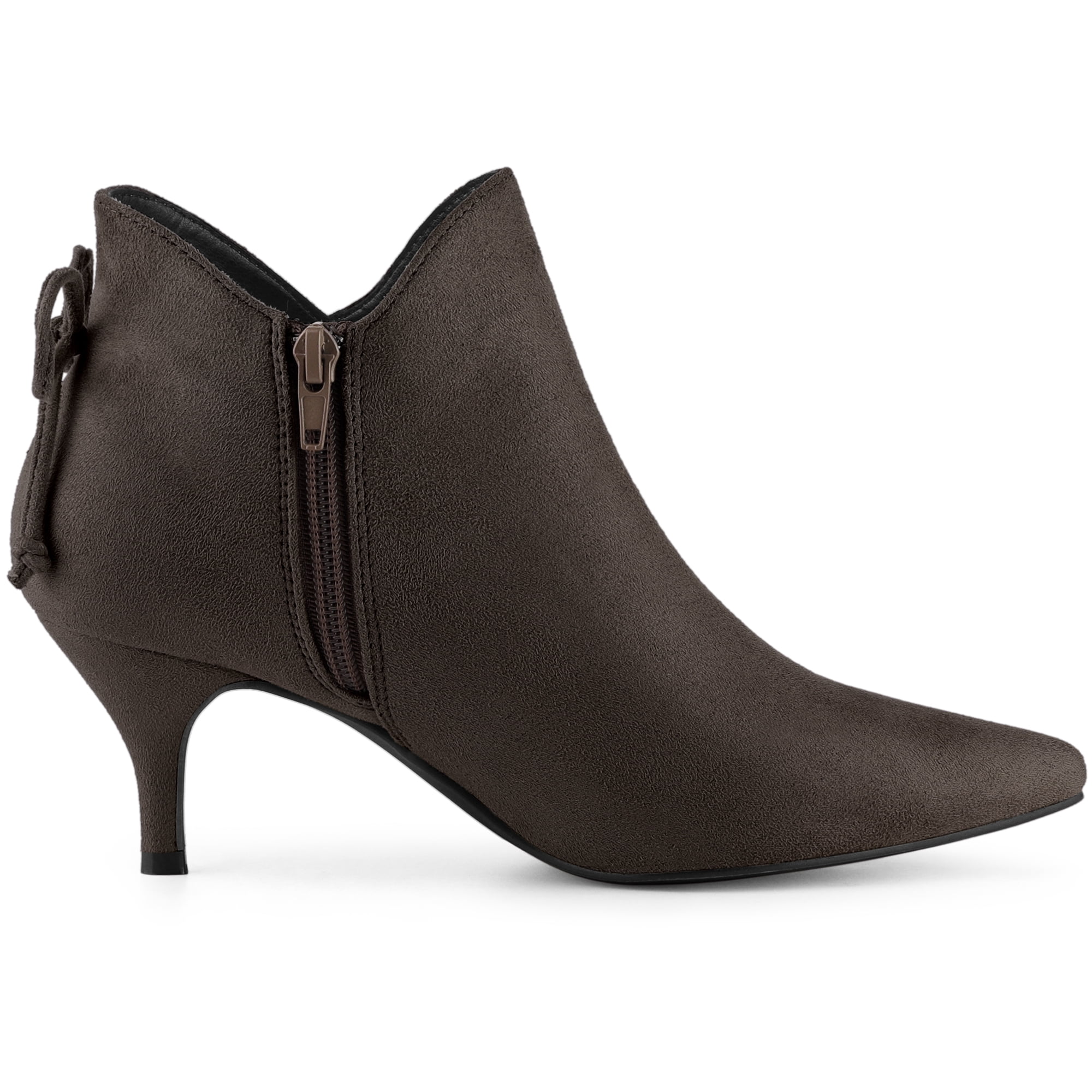 DARING DIVA Women's Pointy Toe Kitten Heel Ankle Booties Coffee 9