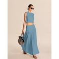 thumbnail image 6 of Women'S Solid Color Pleated Midi Skirt Versatile Fashion Casual Long Skirt Elegant Green L, 6 of 9