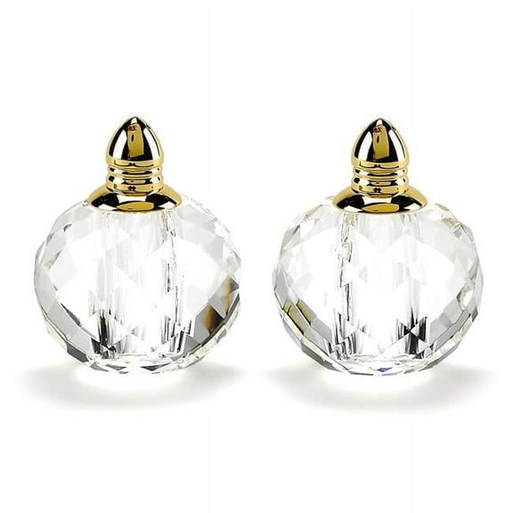 Handcrafted Optical Crystal & Gold Square Size Salt & Pepper Shakers