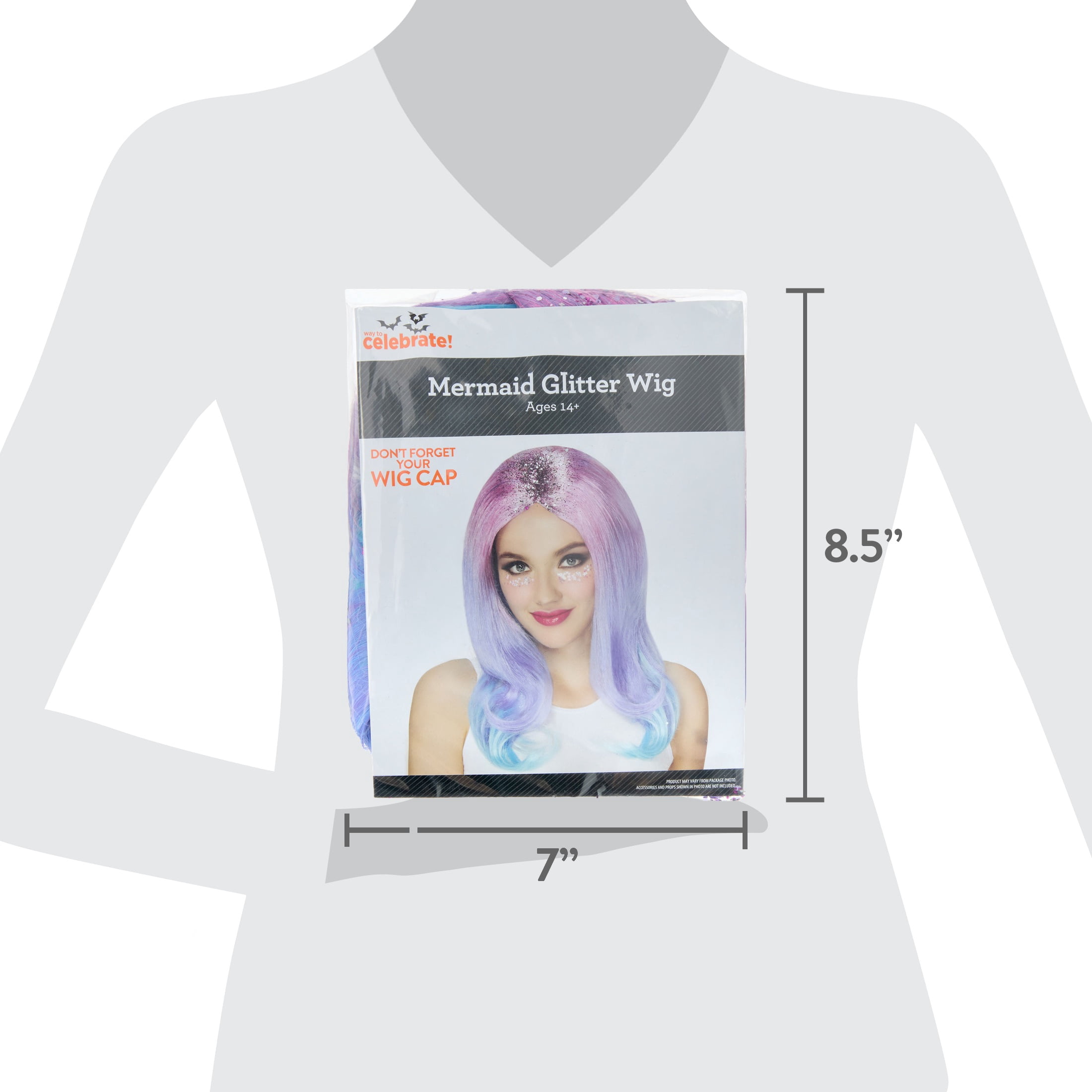 Mermaid Glitter Wig Costume Accessory for Adults, Multicolor, Halloween by Way To Celebrate
