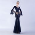 thumbnail image 1 of Vestido de noche con lentejuelas para cena de boda, escenario, malla encriptada, con borde ondulado de seda de pescado, 1 of 6