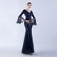 thumbnail image 1 of Vestido de noche con lentejuelas para cena de boda, escenario, malla encriptada, con borde ondulado de seda de pescado, 1 of 6