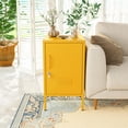 thumbnail image 6 of Single Door Lockable Metal End Table & Children's Bedside Table, 2-Tier Storage Cabinet with Adjustable Shelf, Easy Assembly Side Table for Living Room Bedroom Home Office Yellow, 6 of 7