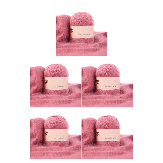 Yuarrent Juego de ovillos de lana para tejer de 50g y 20g, suéteres para bebés, Kit de hilo de ganchillo, suministros para tejer, accesorio de Rosado melocotón oscuro 5piezas