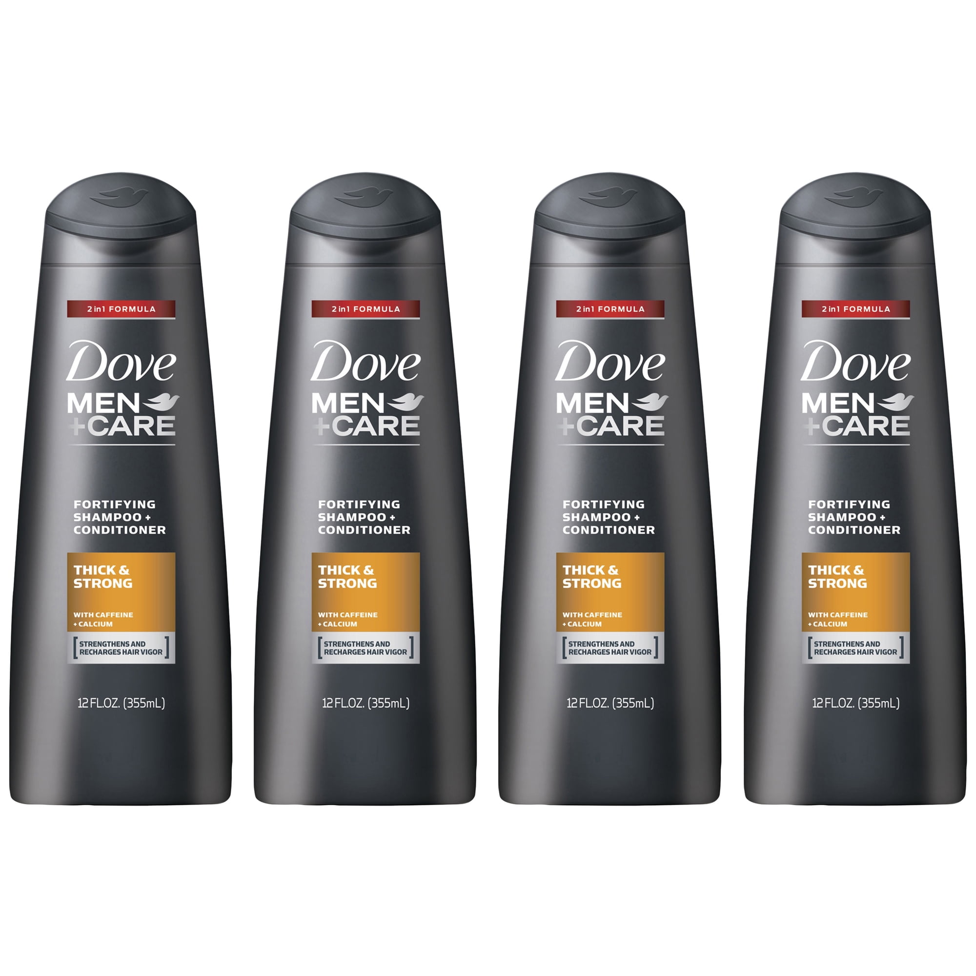 Dove Men+Care 2 in 1 Shampoo and Conditioner Thick and Strong 12 oz, 4 count