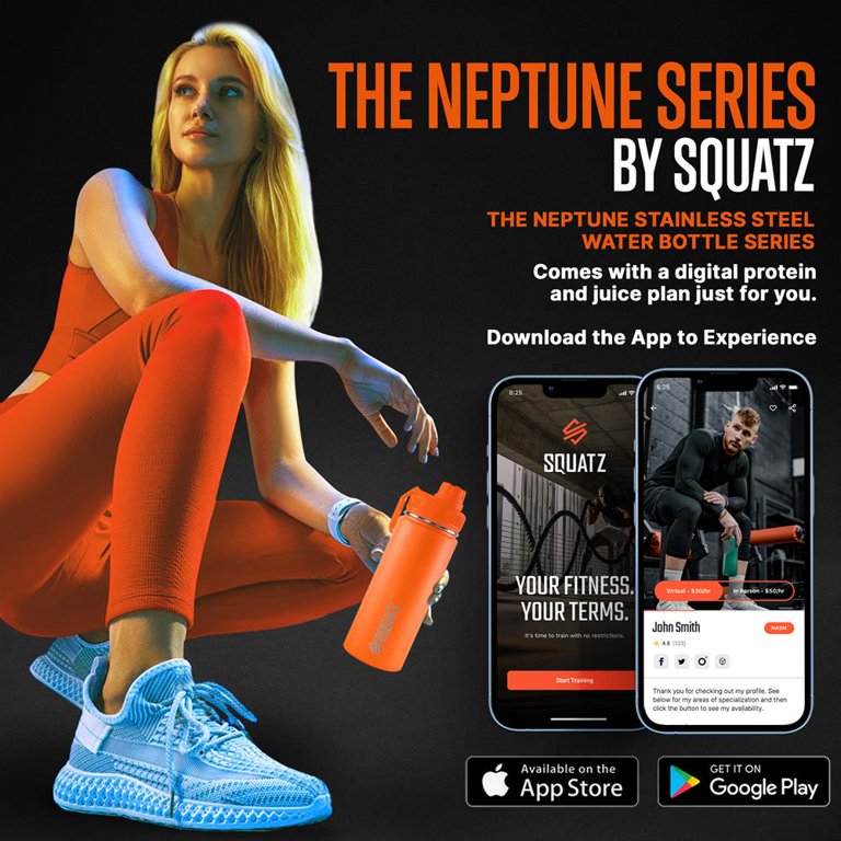 SQUATZ 40 Oz Neptune Series Steel Water Bottle, Double Wall