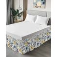 thumbnail image 4 of Yellow Blue Flower Bed Skirt Queen Size 18 Inch Drop, Abstract Floral Art Leaf Vintage Wrap Around Dust Ruffle Bedskirts, Wrinkle & Fade Resistant Easy Fit Bedskirt with Adjustable Elastic, 4 of 8