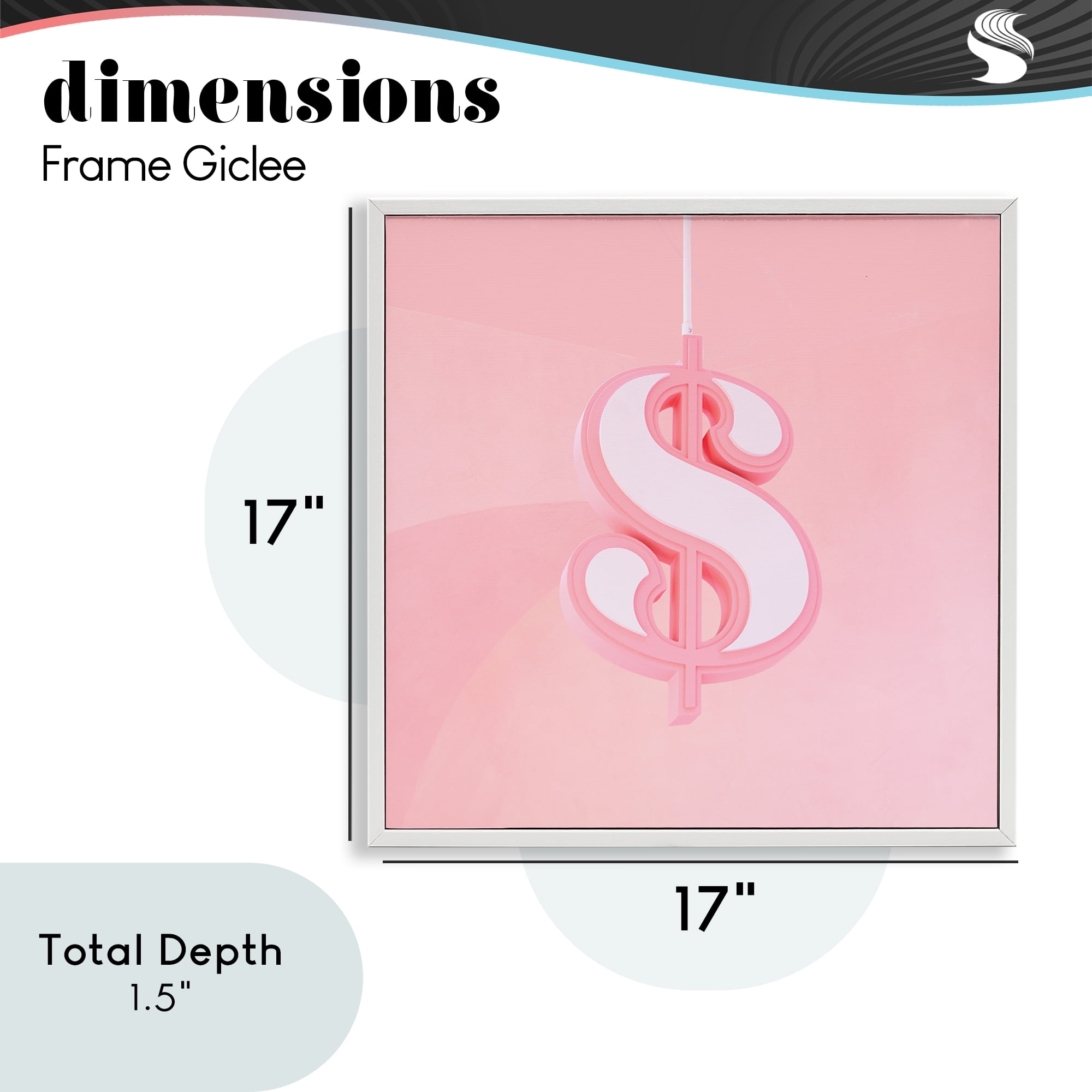 Pink Pastel Dollar Sign White Framed Giclee Art, design by LISH Creative