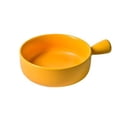 thumbnail image 1 of Round Ceramics Baking Plate Practical Household Handle Baking Tray Fruit Salad Plate for Home Kitchen Bakery (Yellow), 1 of 8