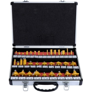 HSEAMALL 35PCS Router Bits Set,6.35mm 1/4 inch Shank TCT Tungsten Carbide Tipped Router Bit Set,Woodwooking Router Cutters