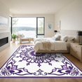 thumbnail image 3 of ODIKA 2x3 Machine Washable Non-Slip Area Rug, Luxurious Floral Medallion Vintage Distressed Elegant Seamed High Traffic Rug, Purple, 931687, 3 of 7