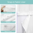 thumbnail image 5 of No Hook Shower Curtain, Ombre White Extra Long Bathtub Curtains with Snap in Liner, Romatic Purple Art Waterproof Washable Fabric Shower Curtain Set, 72"W x 96"L, 5 of 9