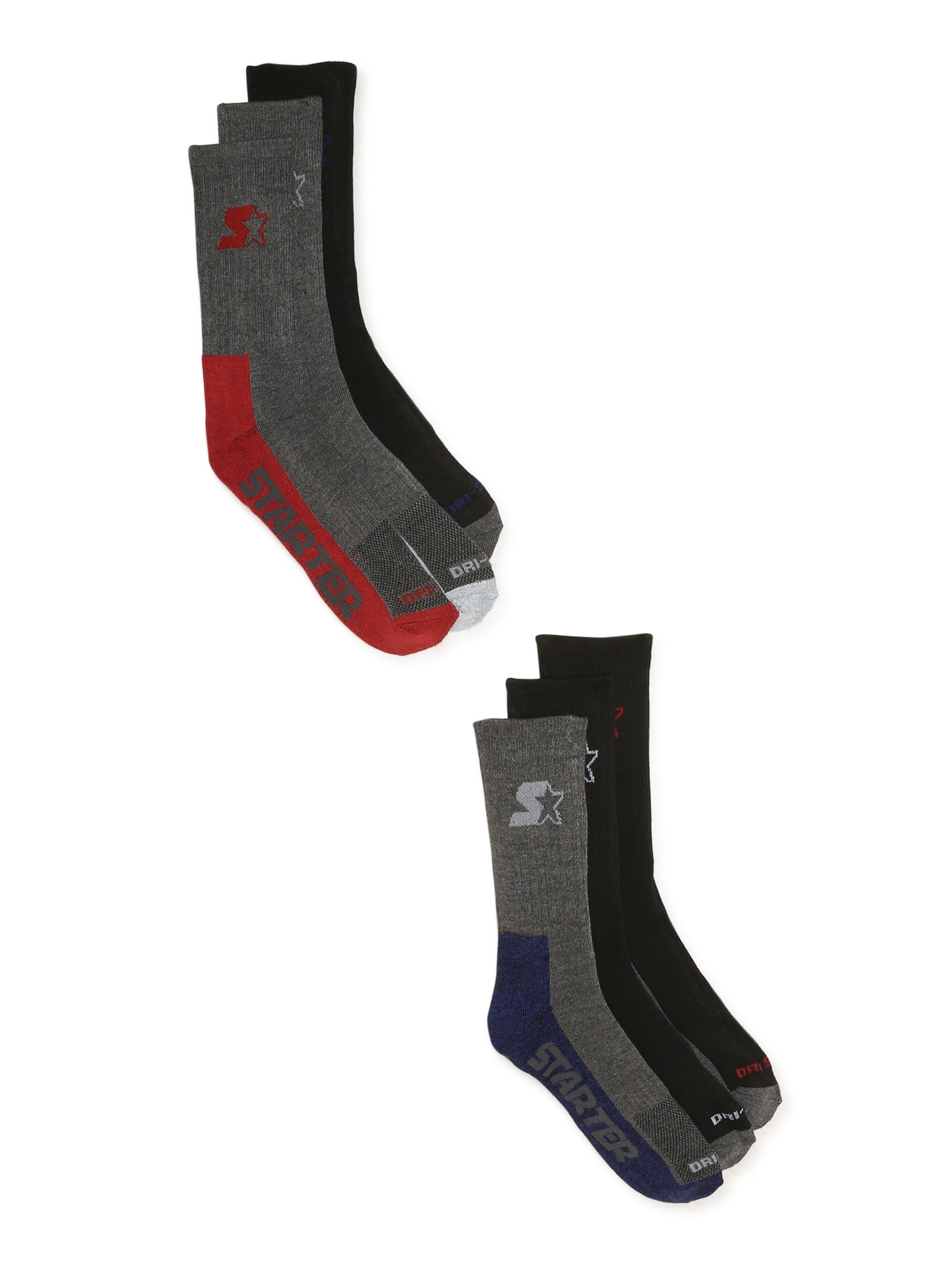 Starter Men's Half Cushion Crew Socks, 6-Pack