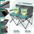 thumbnail image 3 of Foldable Camping Chair Double Seat for 2 Persons Portable Large Outdoor Fishing Hiking Travel Picnic Beach Lawn  with Storage Bag Grey, 3 of 6