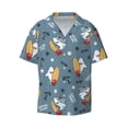 thumbnail image 4 of Uemuo Surf Shark Pattern Cotton Linen Short Sleeve Shirts,Casual Lightweight Button Down Shirts,Vacation Beach Summer Tops-Medium, 4 of 7