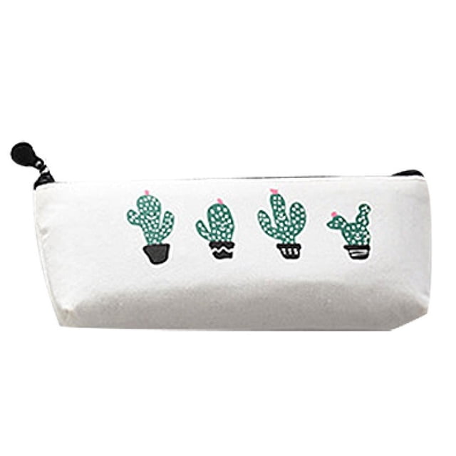 Riwesomey Estuche para lápices de lona con flores de cactus, caja para cosméticos, maquillaje, monedas, bolsa Artesanía