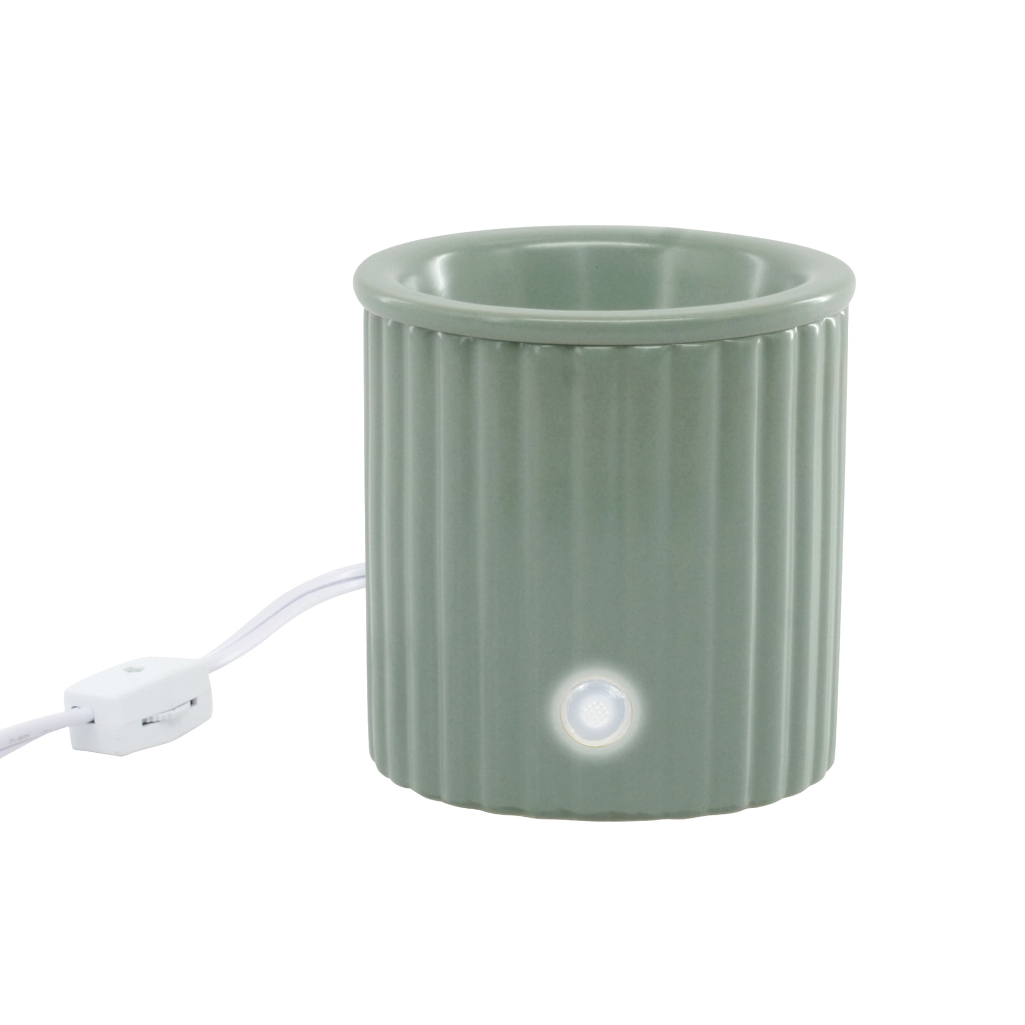 Mainstays Electric Ribbed Green Ceramic Wax Warmer, Single Pack