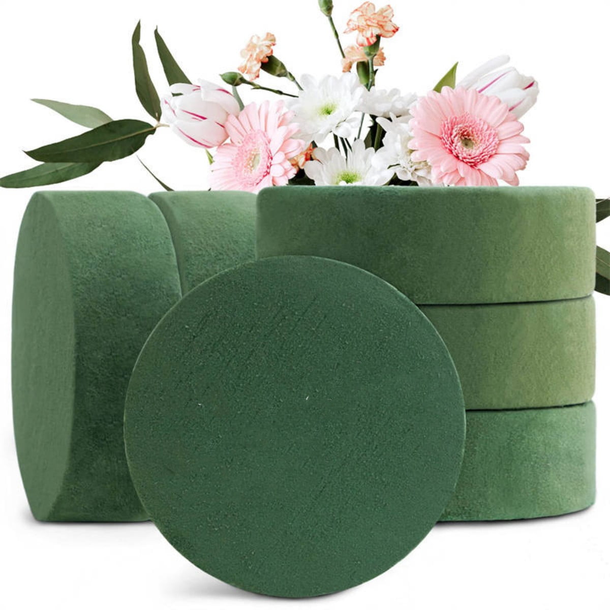 Bomutovy 6 Pack Round Floral Foam Blocks, 3.15'' Dry Floral Foam for ...