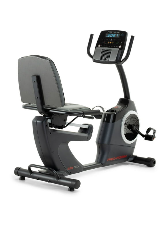 ProForm 325 CSX; Recumbent Exercise Bike with 5 Display, Built-In Tablet Holder, and Fan