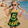 thumbnail image 3 of Binienty Jamaica Flag Girls One-Piece Swimdress Size 7-8 Tie Dye Bathing Suit Comfortable Fabric Swimsuit for Girls Cross Back Quick Dry Swimwear Pool Summer, 3 of 7