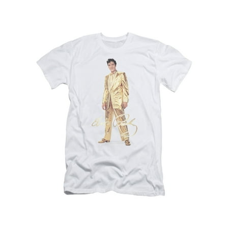 Elvis Presley The King Rock Gold Lame Suit Adult Slim T-Shirt Tee
