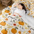 thumbnail image 5 of Erosebridal Fall Pumpkin Queen Bedding 7pcs,Thanksgiving Day Bedding Comforter Set Queen,Orange White,Reversible, 5 of 6