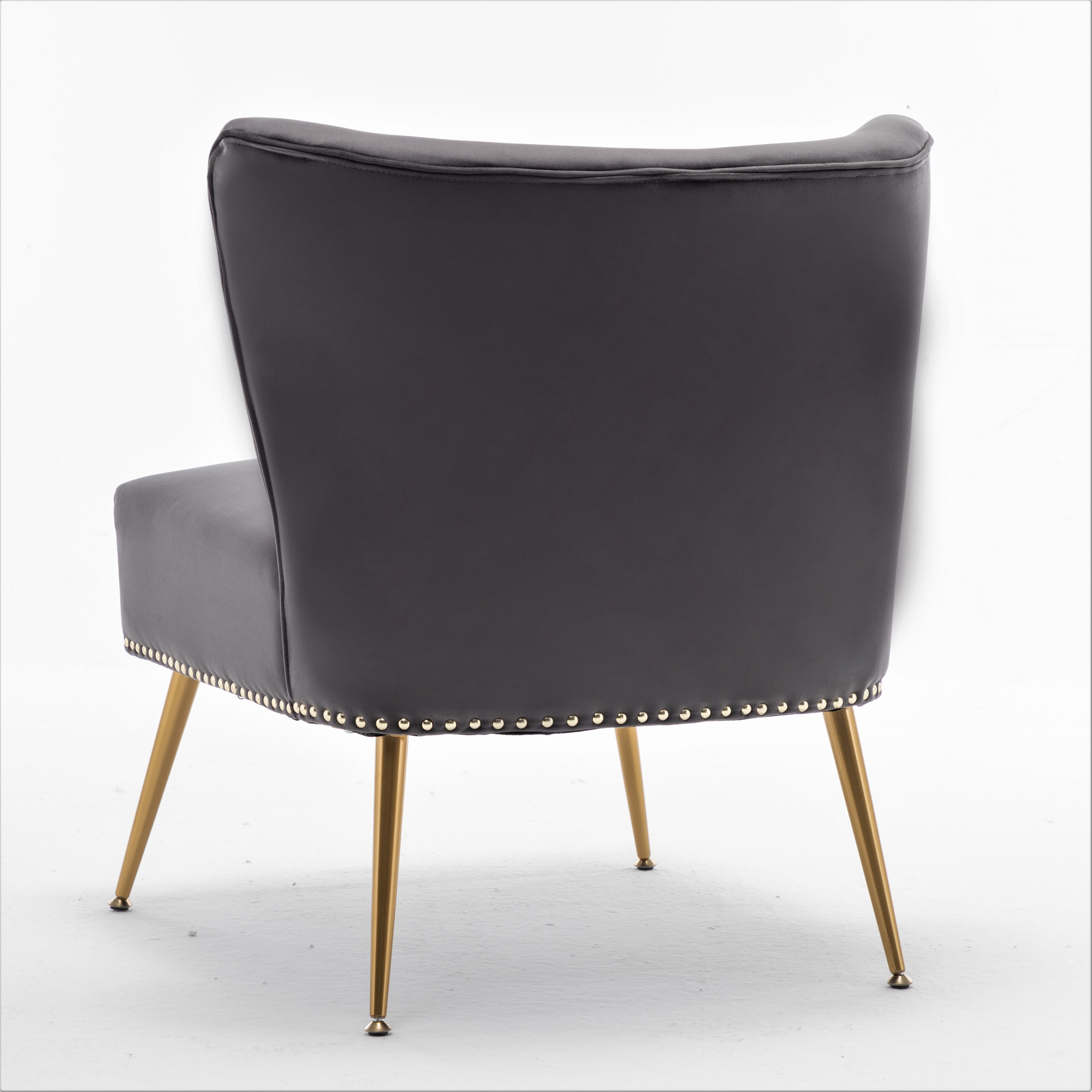US Pride Furniture Corisha 25"W Velvet Armless Accent Chair for living room and office, Gray