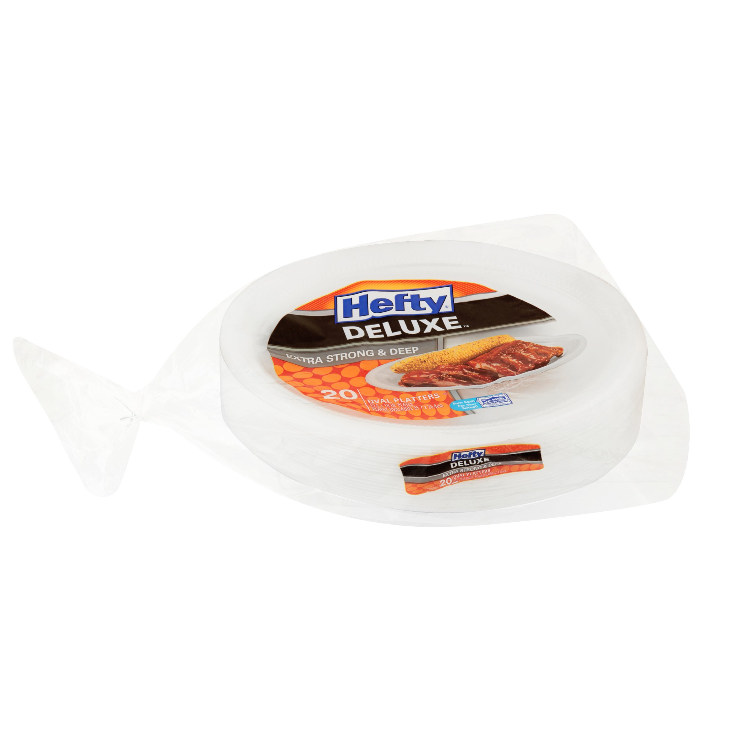 Hefty Deluxe Extra Strong & Deep Foam Platters, Oval, White, 10x12 Inch, 20 Count - image 2 of 5