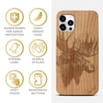 thumbnail image 4 of Case Yard Wooden Case Outside Soft TPU Silicone, Slim Fit Shockproof Wood Protective Phone Cover for Girls Boys Men and Women, Supports Wireless Charging Moose Design case for iPhone-12-Pro-Max, 4 of 7